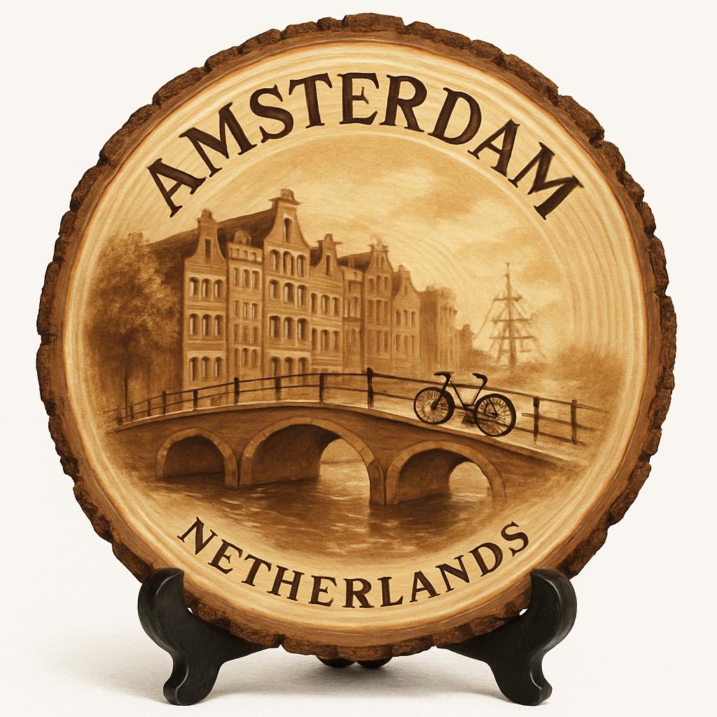 Holland-Amsterdam Netherlands Travel Souvenir – Decorative Wooden Slice Plate for Display, Netherlands Keepsake for Collectors, Tourists & Home Décor Enthusiasts Holland-Amsterdam Netherlands Travel Souvenir – Decorative Wooden Slice Plate for Display, Netherlands Keepsake for Collectors, Tourists & Home Décor Enthusiasts