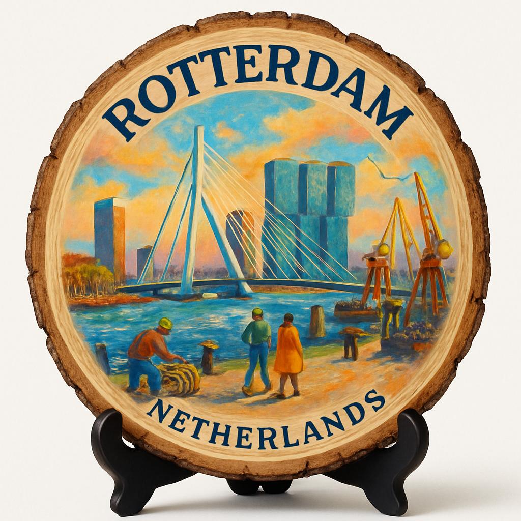 Rotterdam Netherlands Souvenir Gift – Wood Slice Plaque for Wall or Table, Netherlands Souvenir for Tourists, Plate Collectors & Travel Lovers Rotterdam Netherlands Souvenir Gift – Wood Slice Plaque for Wall or Table, Netherlands Souvenir for Tourists, Plate Collectors & Travel Lovers
