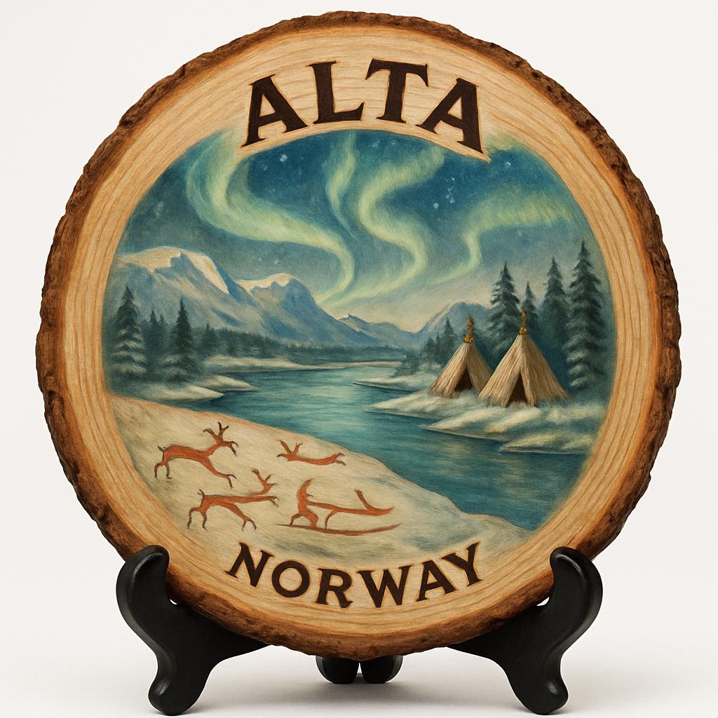 Alta Souvenir Gift – Wood Slice Plaque for Wall or Table, Norway Souvenir for Tourists, Plate Collectors & Travel Lovers, Alta Northern Lights Cathedral Decorative Gift Alta Souvenir Gift – Wood Slice Plaque for Wall or Table, Norway Souvenir for Tourists, Plate Collectors & Travel Lovers, Alta Northern Lights Cathedral Decorative Gift