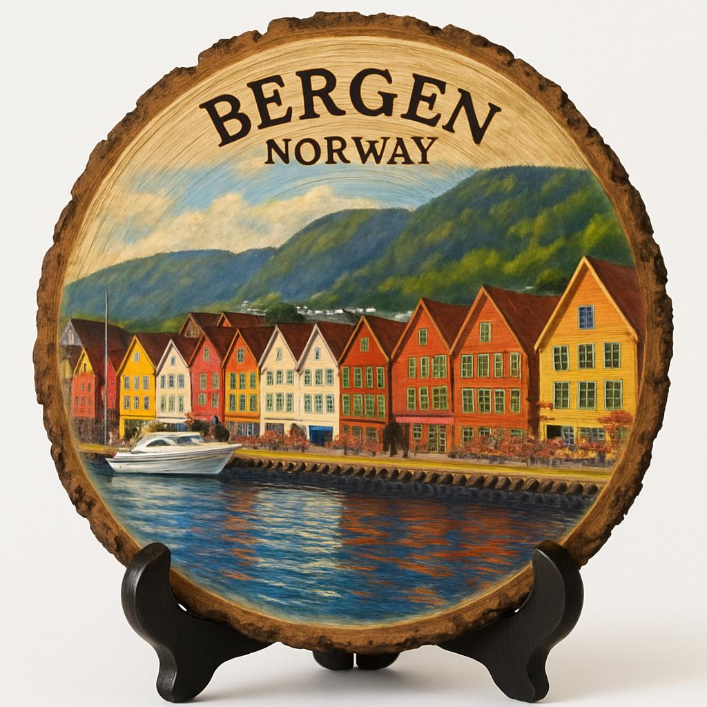 Bergen Souvenir Gift – Wood Slice Plaque for Wall or Table, Norway Souvenir for Tourists, Plate Collectors & Travel Lovers, Gateway to the Fjords Decorative Gift Bergen Souvenir Gift – Wood Slice Plaque for Wall or Table, Norway Souvenir for Tourists, Plate Collectors & Travel Lovers, Gateway to the Fjords Decorative Gift