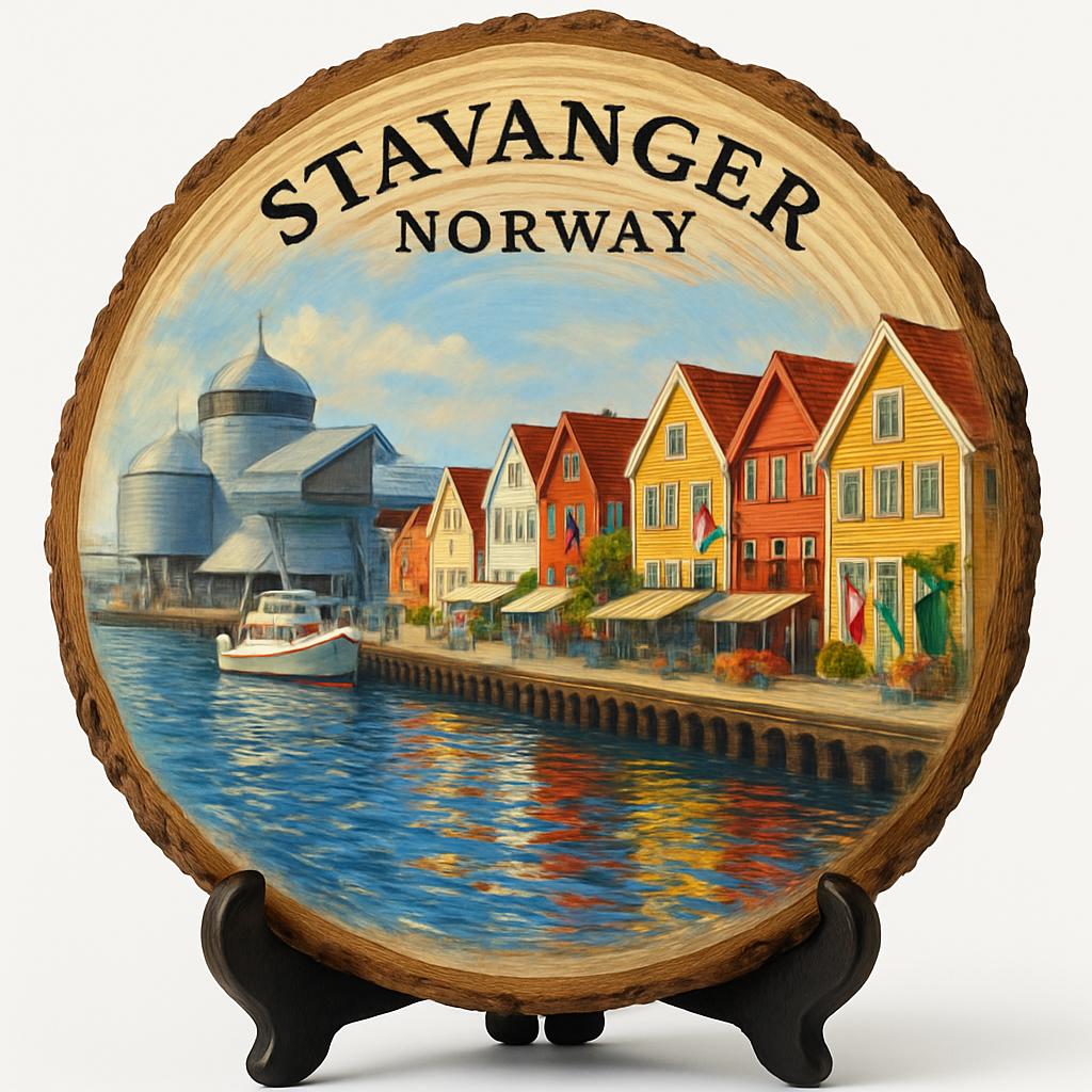 Stavanger Souvenir Gift – Wood Slice Plaque for Wall or Table, Norway Souvenir for Tourists, Plate Collectors & Travel Lovers, Coastal City Decorative Gift Stavanger Souvenir Gift – Wood Slice Plaque for Wall or Table, Norway Souvenir for Tourists, Plate Collectors & Travel Lovers, Coastal City Decorative Gift