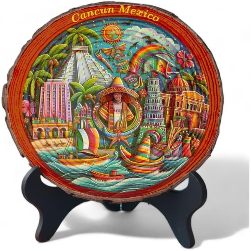 Cancun Mexico Souvenir Gift – Caribbean Coast Wood Slice Plaque Ideal for Snorkeling Fans & Mexican Beach Decor Cancun Mexico Souvenir Gift – Caribbean Coast Wood Slice Plaque Ideal for Snorkeling Fans & Mexican Beach Decor