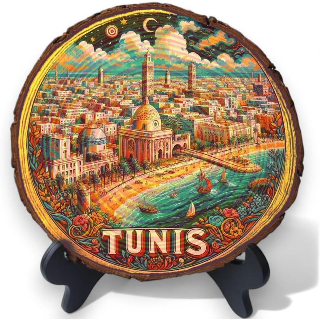 Tunis Souvenir Gift – Mediterranean Fusion Wood Plaque Ideal for North African History Buffs & Cultural Explorers Tunis Souvenir Gift – Mediterranean Fusion Wood Plaque Ideal for North African History Buffs & Cultural Explorers