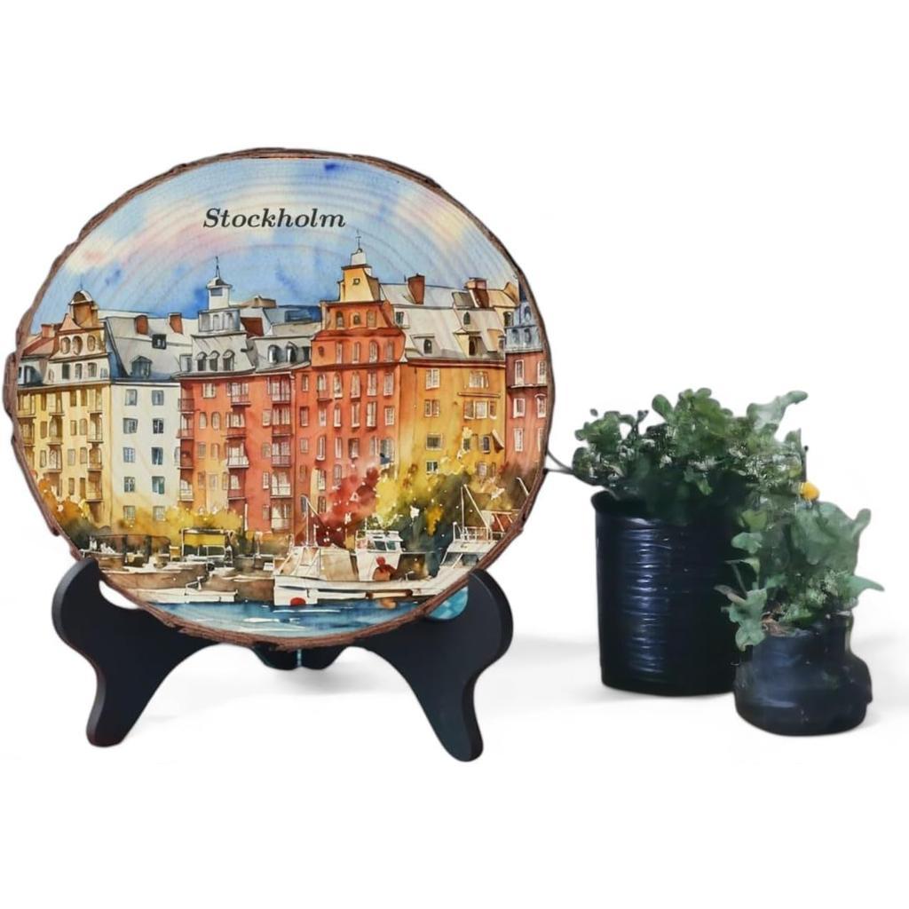 Stockholm Sweden Souvenir – Scandinavian Style Wood Plaque Ideal for Design Enthusiasts & Nordic Travel Fans