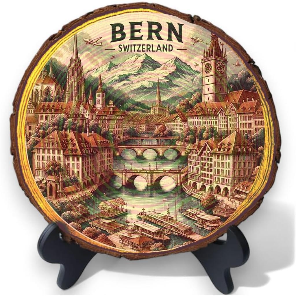 Bern Switzerland Souvenir – Alpine City Wood Plaque Ideal for Nature Walk Lovers & Swiss Travel Fans