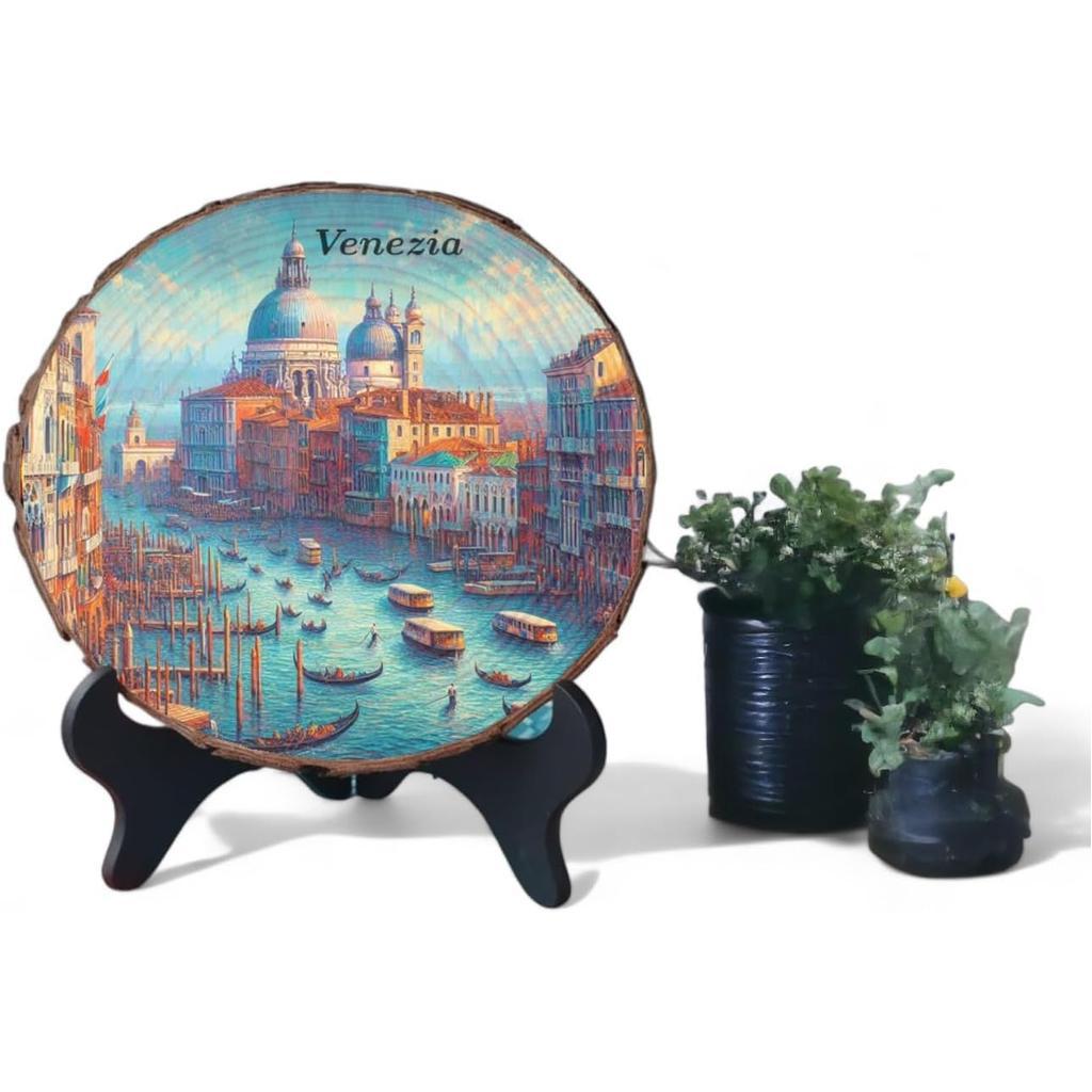 Venice Italy Souvenir Gift – Romantic Wood Slice Wall Plaque Ideal for Lovers of Canals & Italian Travel