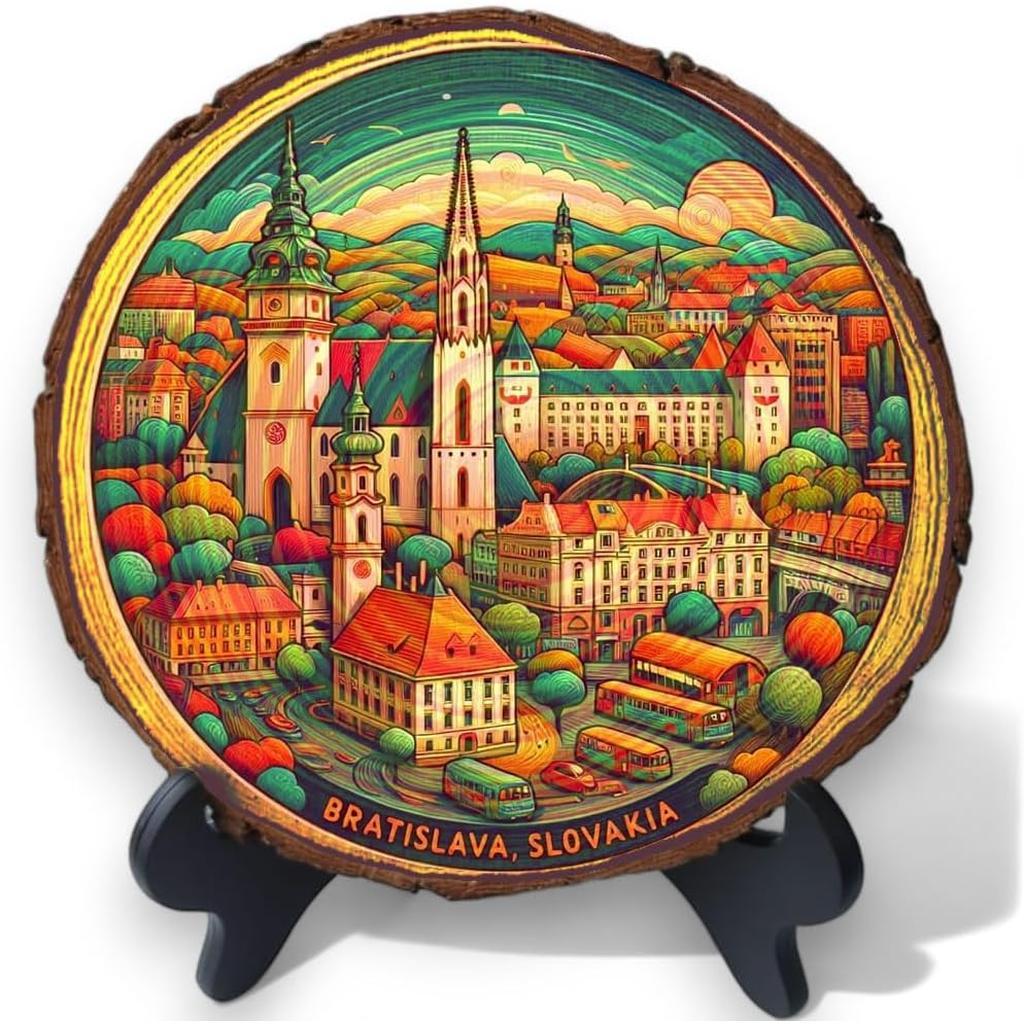 Bratislava Slovakia Travel Souvenir – Central European Wood Slice Plaque Ideal for Culture Enthusiasts & Collectors Bratislava Slovakia Travel Souvenir – Central European Wood Slice Plaque Ideal for Culture Enthusiasts & Collectors