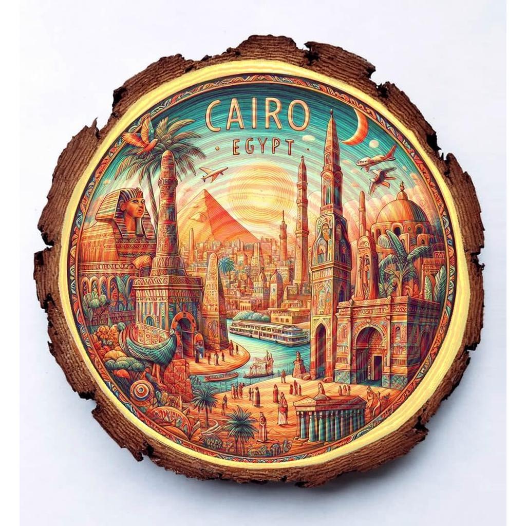 Cairo Egypt Travel Gift – Egyptian Heritage Wood Slice Plaque Ideal for Archaeology Fans & African Adventure Seekers Cairo Egypt Travel Gift – Egyptian Heritage Wood Slice Plaque Ideal for Archaeology Fans & African Adventure Seekers