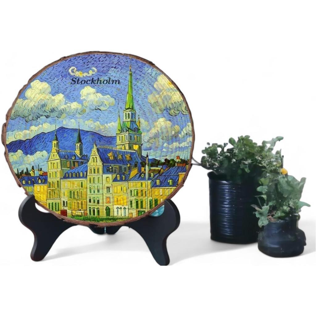 Stockholm Sweden Souvenir – Nordic Design Wood Plaque Ideal for Clean Aesthetic Fans & Scandinavian Travel Enthusiasts