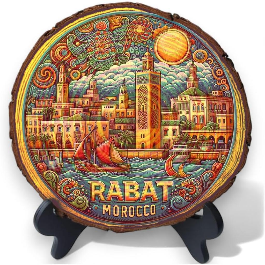 Rabat Morocco Souvenir – North African Charm Wood Plaque Ideal for Cultural Explorers & Travel Gift Seekers Rabat Morocco Souvenir – North African Charm Wood Plaque Ideal for Cultural Explorers & Travel Gift Seekers