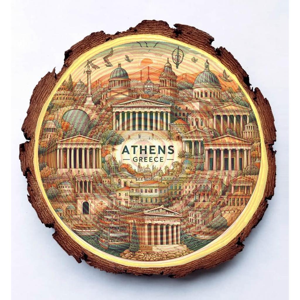Athens Greece Souvenir – Mythology Inspired Wood Plaque Ideal for Ancient History Buffs & Greek Culture Collectors