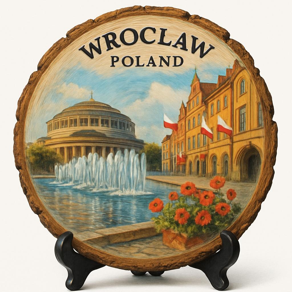 Wrocław Souvenir Gift – Wood Slice Plaque for Wall or Table, Poland Souvenir for Tourists, Plate Collectors & Travel Lovers, Historic City Decorative Gift