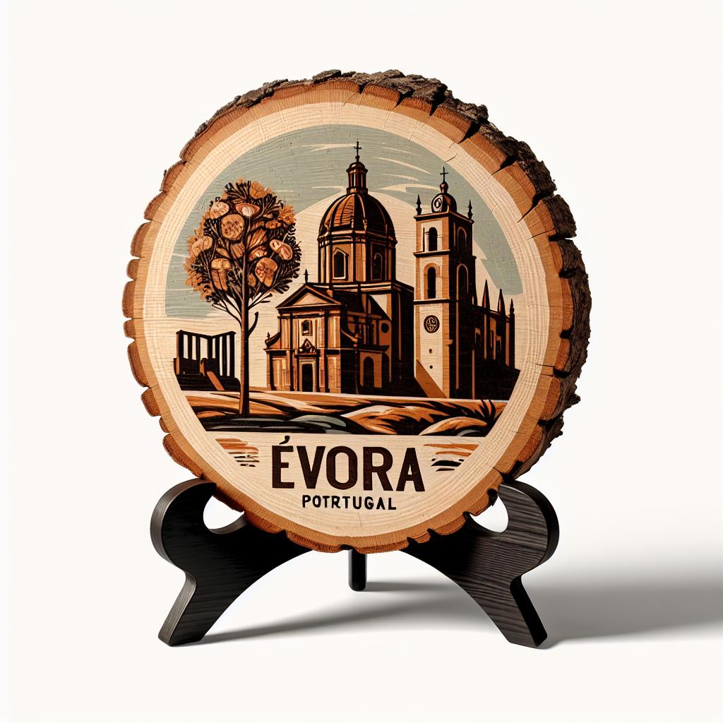 Evora Souvenir Gift – Handcrafted Wood Slice Table Decor, Portugal Souvenir for Ancient City Enthusiasts