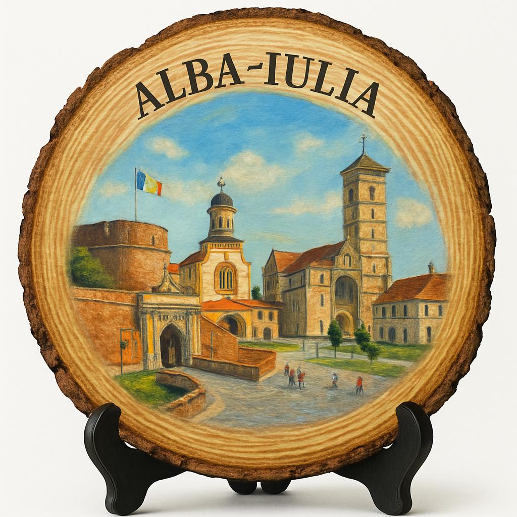 Alba-Iulia Souvenir Gift – Wood Slice Plaque for Wall or Table, Romania (România) Souvenir Gift for Tourists, Plate Collectors & Travel Lovers, Historical Significance Decorative Gift