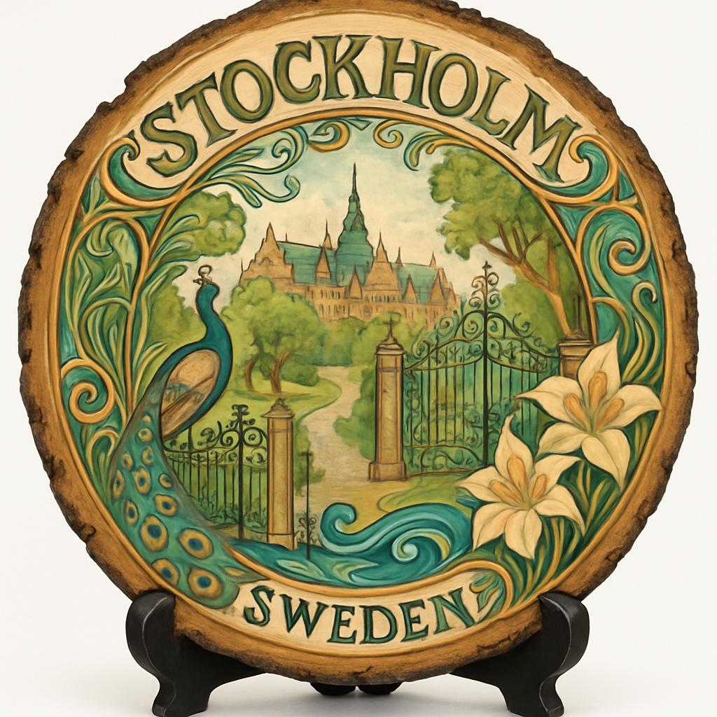 Stockholm Souvenir Gift – Wood Slice Plaque for Wall or Table, Sweden Souvenir for Tourists, Plate Collectors & Travel Lovers, Island City Decorative Gift