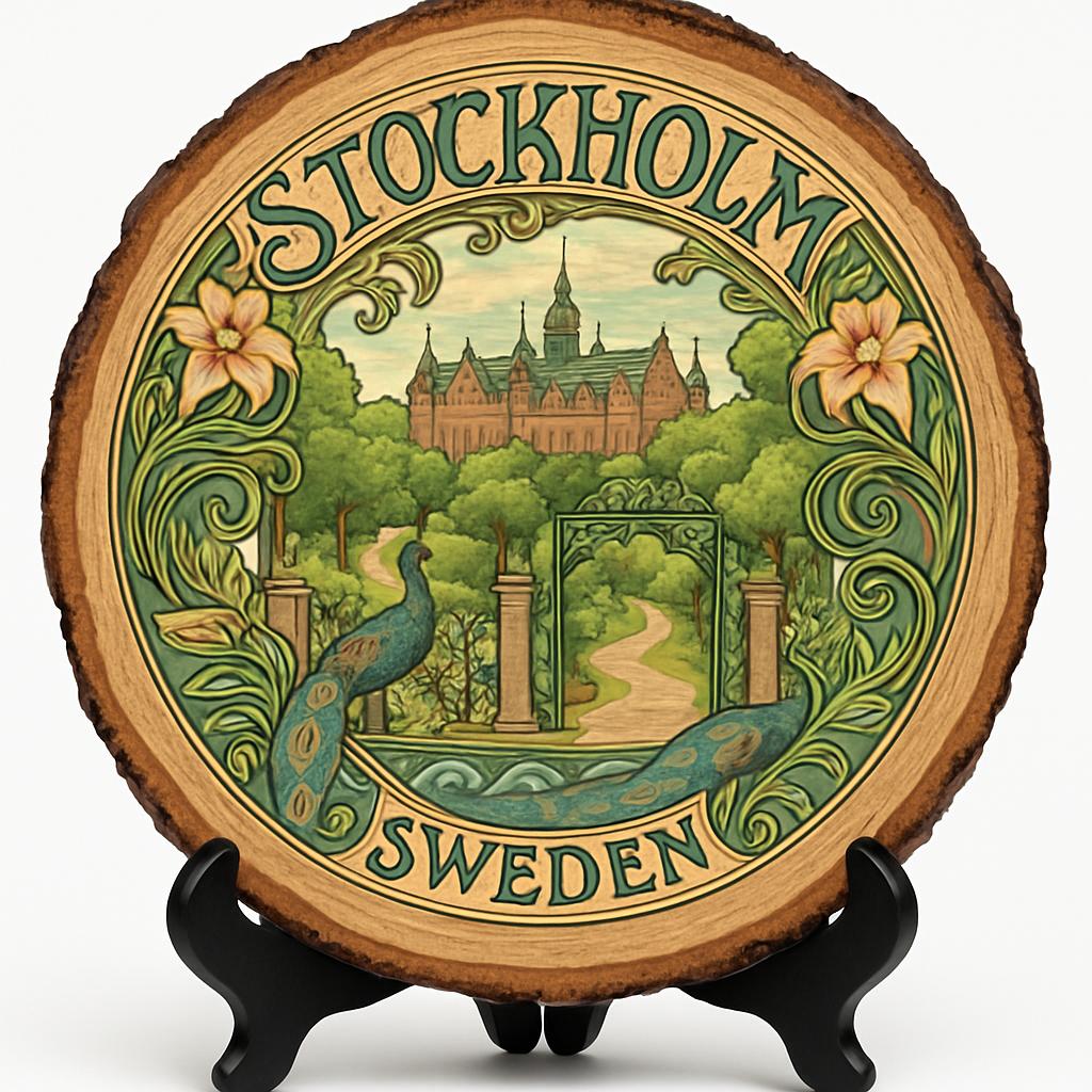 Stockholm Souvenir Gift – Wood Slice Plaque for Wall or Table, Sweden Souvenir for Tourists, Plate Collectors & Travel Lovers, Cultural Hub Decorative Gift