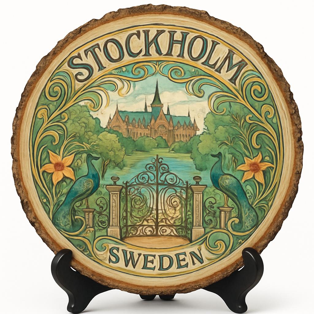 Stockholm Souvenir Gift – Wood Slice Plaque for Wall or Table, Sweden Souvenir for Tourists, Plate Collectors & Travel Lovers, Nordic Capital Decorative Gift