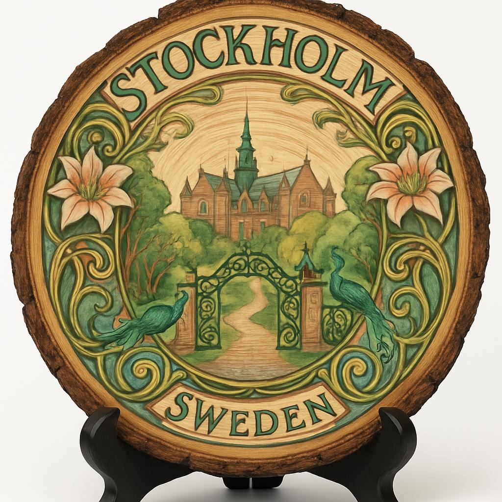 Stockholm Souvenir Gift – Wood Slice Plaque for Wall or Table, Sweden Souvenir for Tourists, Plate Collectors & Travel Lovers, Royal Palaces Decorative Gift