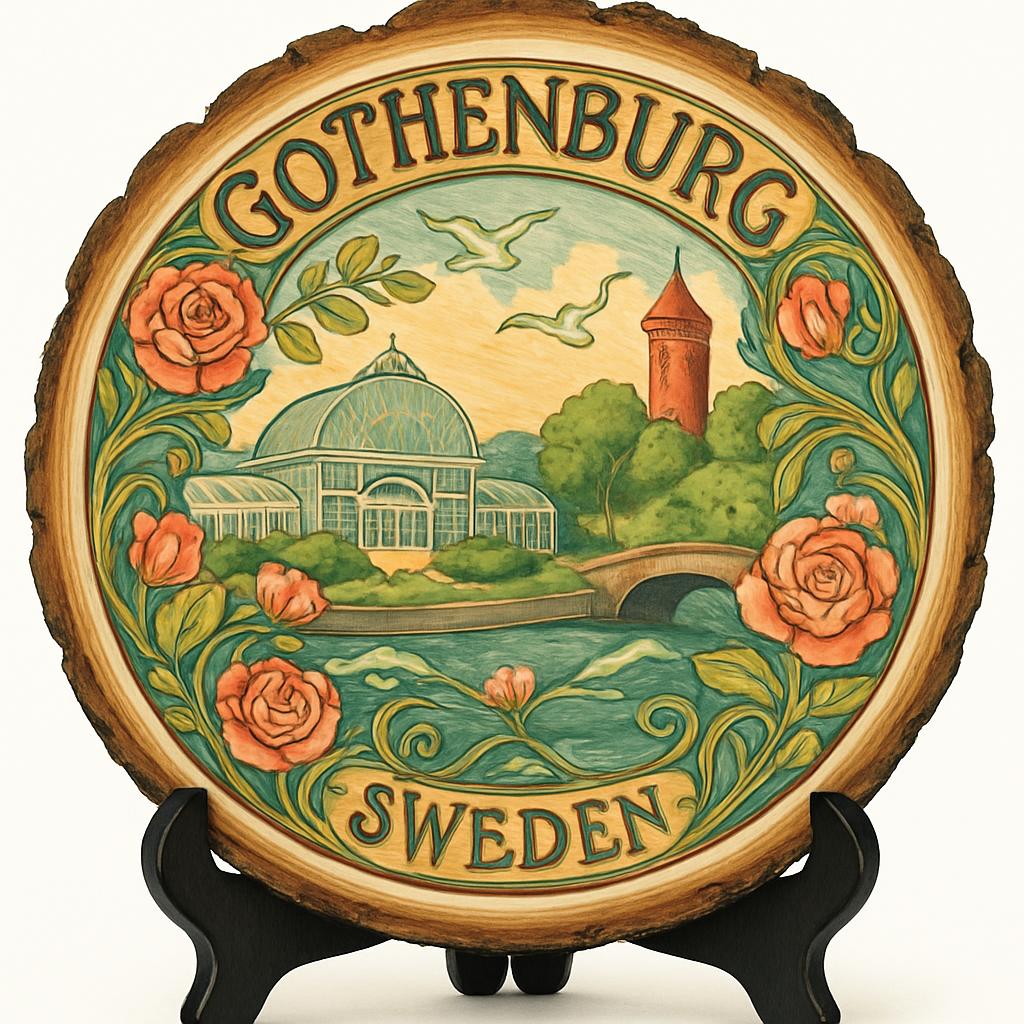 Gothenburg Souvenir Gift – Wood Slice Plaque for Wall or Table, Sweden Souvenir for Tourists, Plate Collectors & Travel Lovers, Cultural Hub Decorative Gift