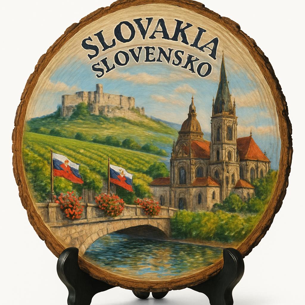 Slovakia Souvenir Gift – Wood Slice Plaque for Wall or Table, Slovakia Souvenir for Tourists, Plate Collectors & Travel Lovers, Natural Beauty Decorative Gift