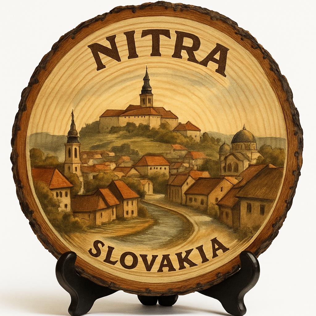 Nitra Souvenir Gift – Wood Slice Plaque for Wall or Table, Slovakia Souvenir for Tourists, Plate Collectors & Travel Lovers, Historic City Decorative Gift