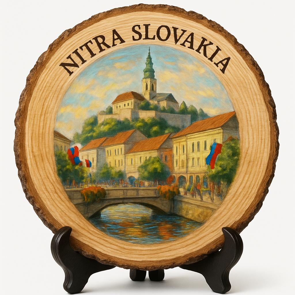 Nitra Souvenir Gift – Wood Slice Plaque for Wall or Table, Slovakia Souvenir for Tourists, Plate Collectors & Travel Lovers, Agricultural Hub Decorative Gift