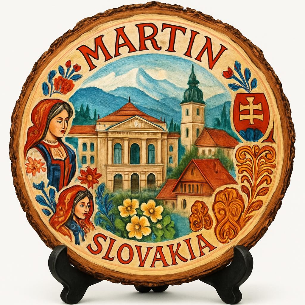 Martin Souvenir Gift – Wood Slice Plaque for Wall or Table, Slovakia Souvenir for Tourists, Plate Collectors & Travel Lovers, Cultural City Decorative Gift