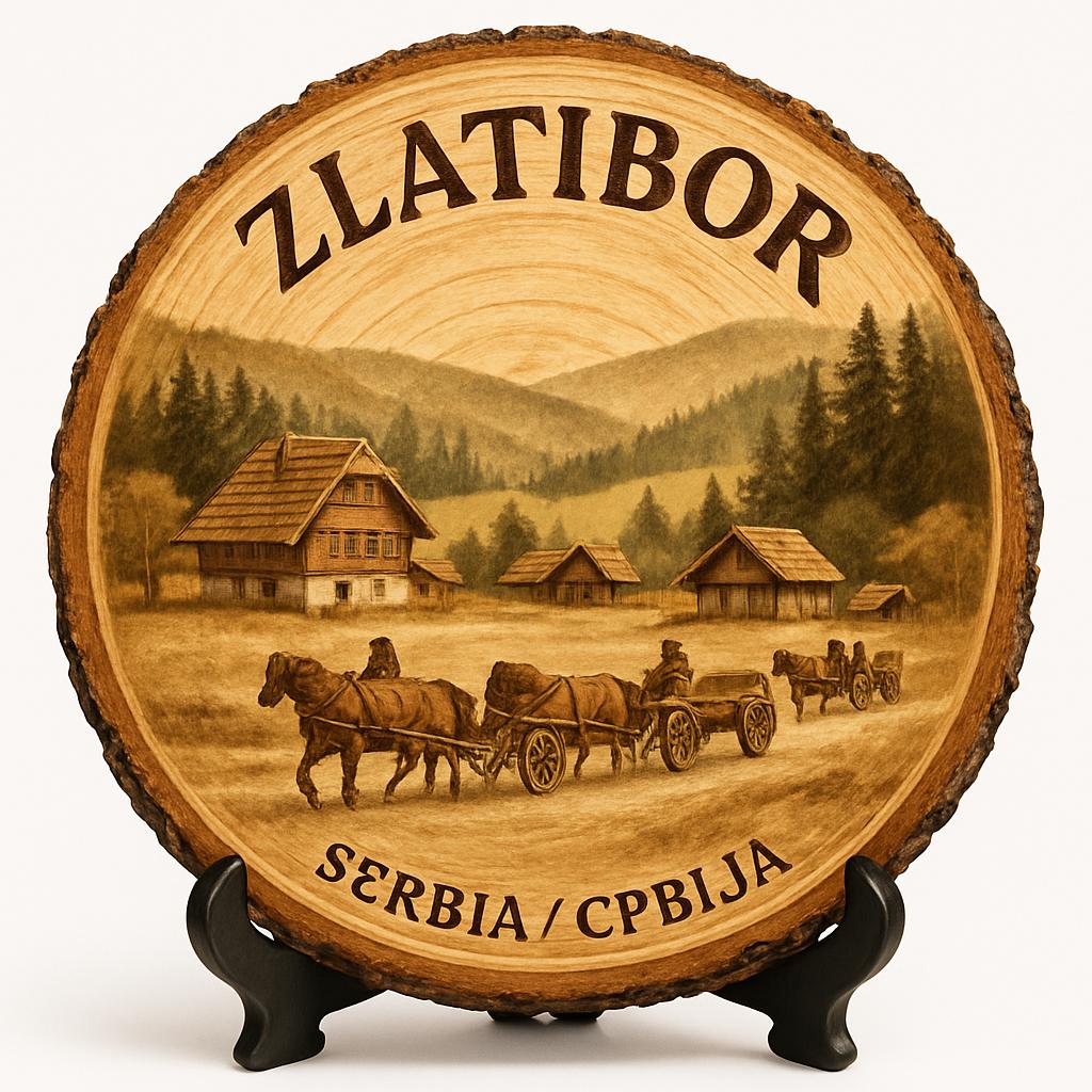 Zlatibor Souvenir Gift – Wood Slice Plaque for Wall or Table, Serbia (Србија) Souvenir Gift for Tourists, Plate Collectors & Travel Lovers, Mountain Retreat Decorative Gift