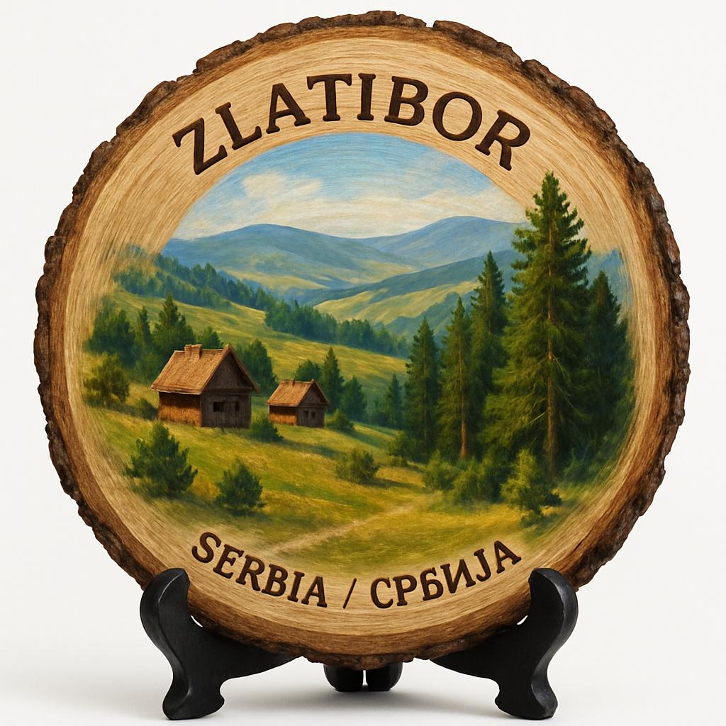 Zlatibor Souvenir Gift – Wood Slice Plaque for Wall or Table, Serbia (Србија) Souvenir Gift for Tourists, Plate Collectors & Travel Lovers, Nature's Beauty Decorative Gift