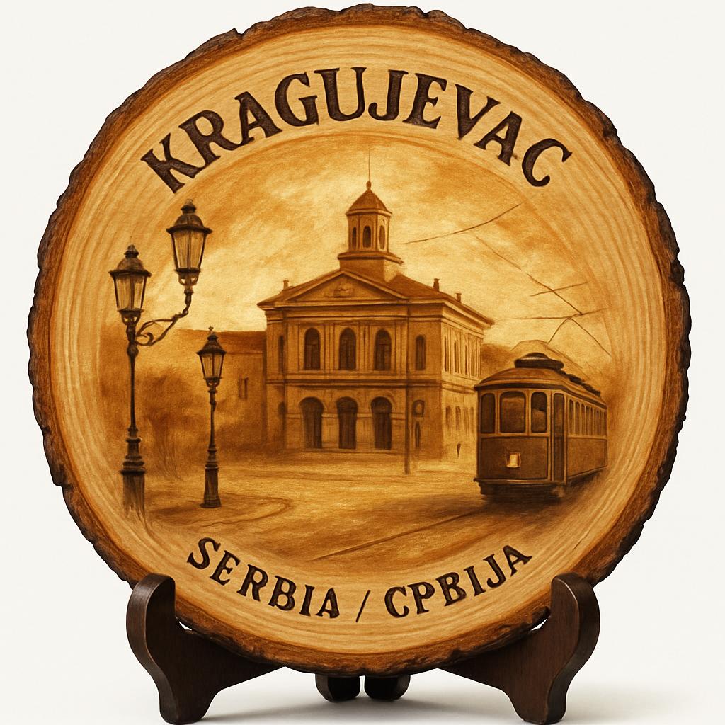 Kragujevac Souvenir Gift – Wood Slice Plaque for Wall or Table, Serbia (Србија) Souvenir Gift for Tourists, Plate Collectors & Travel Lovers, Historic Significance Decorative Gift