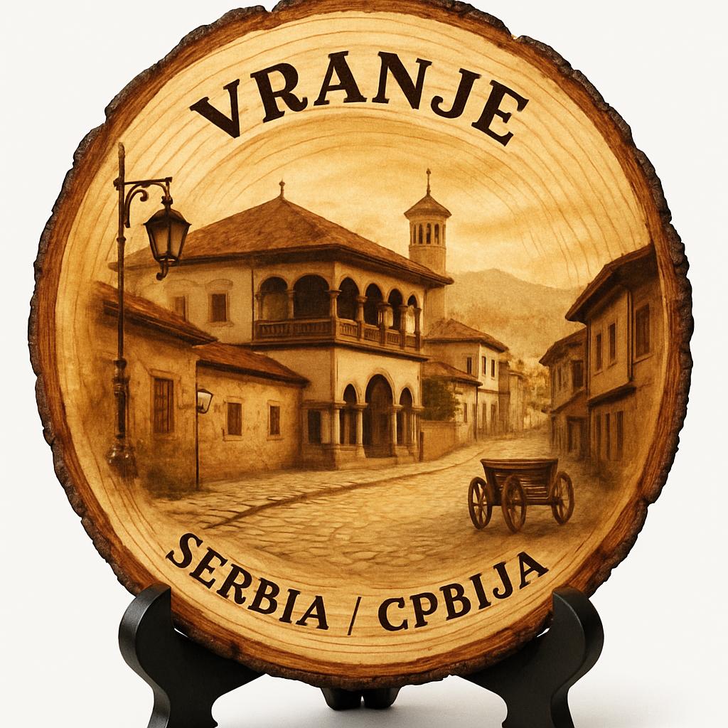 Vranje Souvenir Gift – Wood Slice Plaque for Wall or Table, Serbia (Србија) Souvenir Gift for Tourists, Plate Collectors & Travel Lovers, Cultural Heritage Decorative Gift