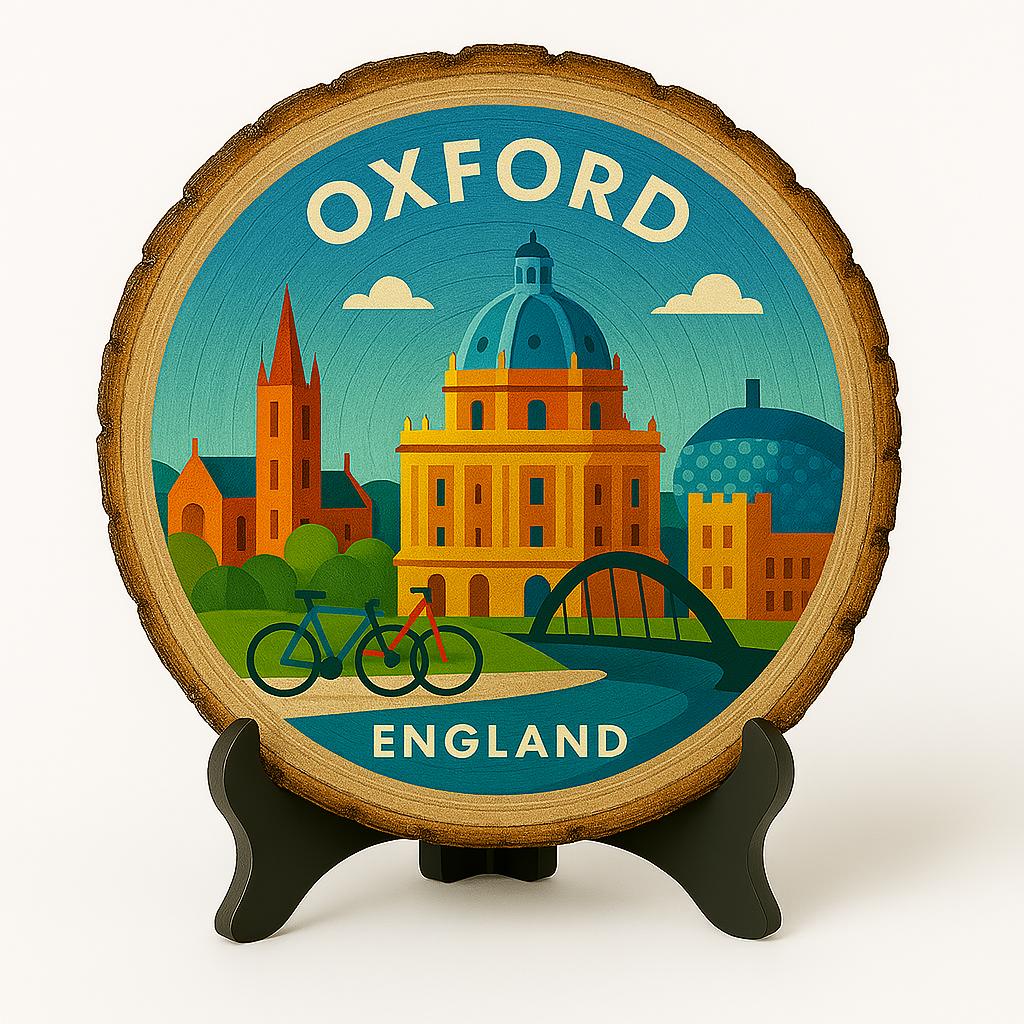 Oxford Souvenir Tabletop Decor – Wood Slice Display Gift, England Souvenir for Tradition Enthusiasts