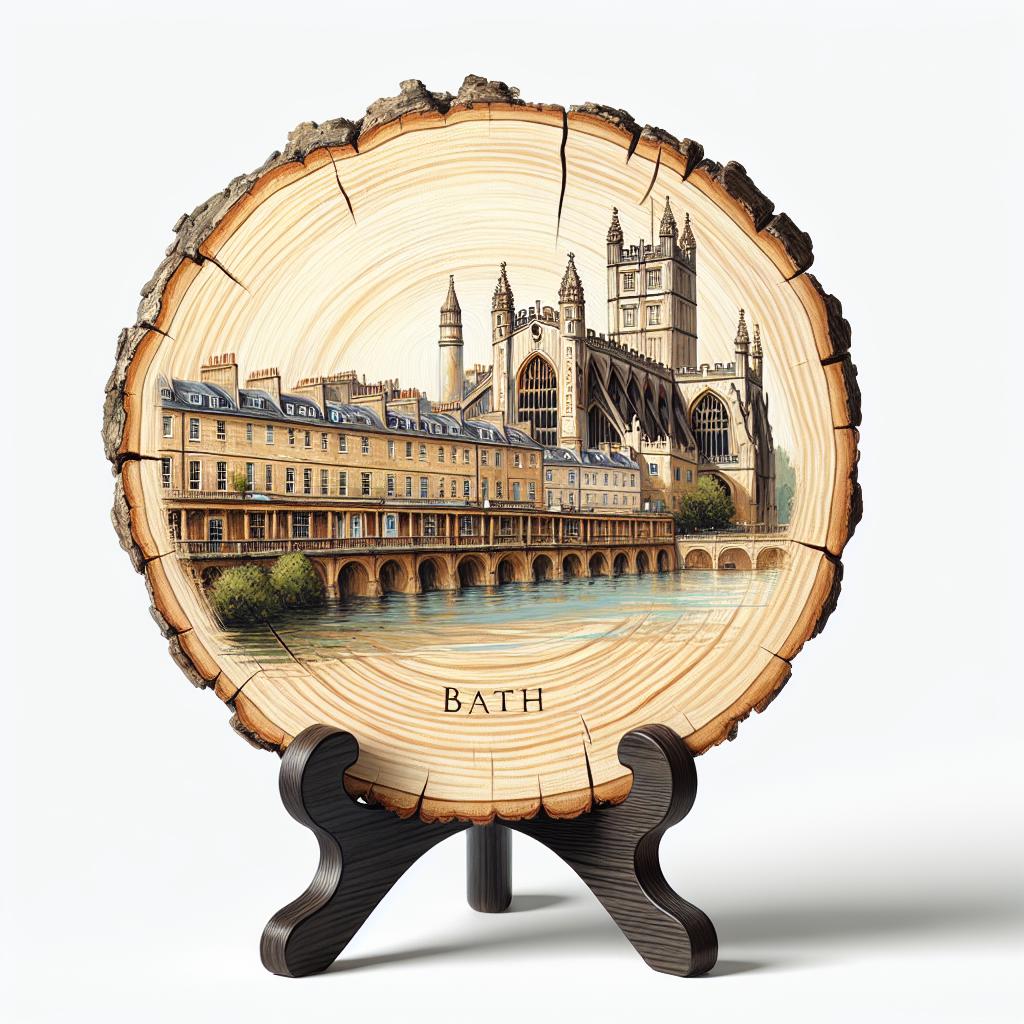 Bath Souvenir Plaque – Handcrafted Wood Slice Gift, England Souvenir Keepsake for Architecture Enthusiasts