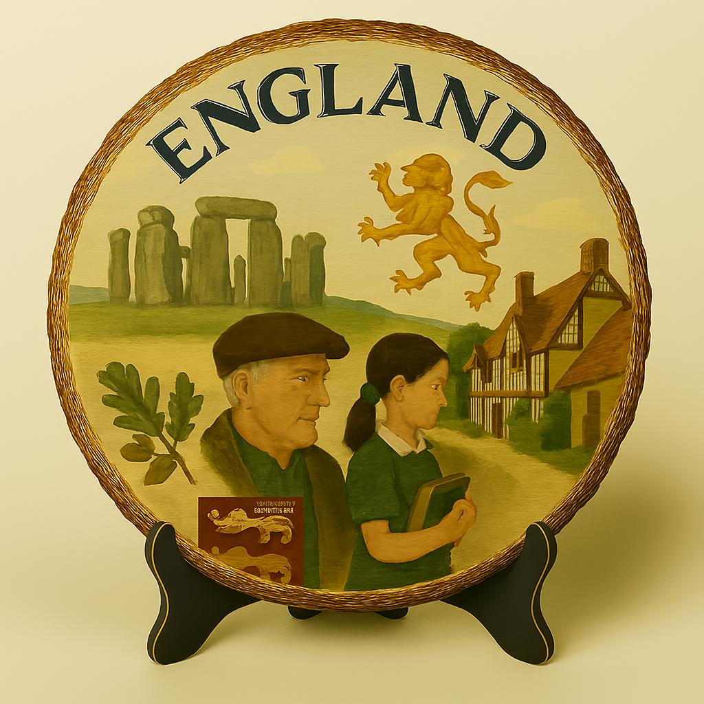 England Souvenir Keepsake – Wood Slice Plaque with Countryside View, Travel Gift for Decor Enthusiasts