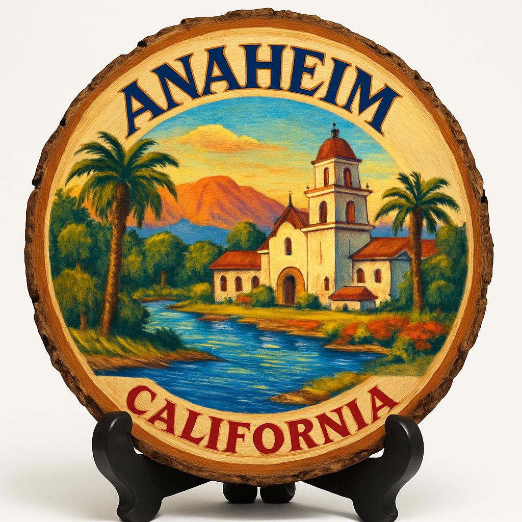 Anaheim California Souvenir Gift – Wood Slice Plaque for Wall or Table, United States Souvenir Gift for Tourists, Family Fun Theme Park Decorative Gift