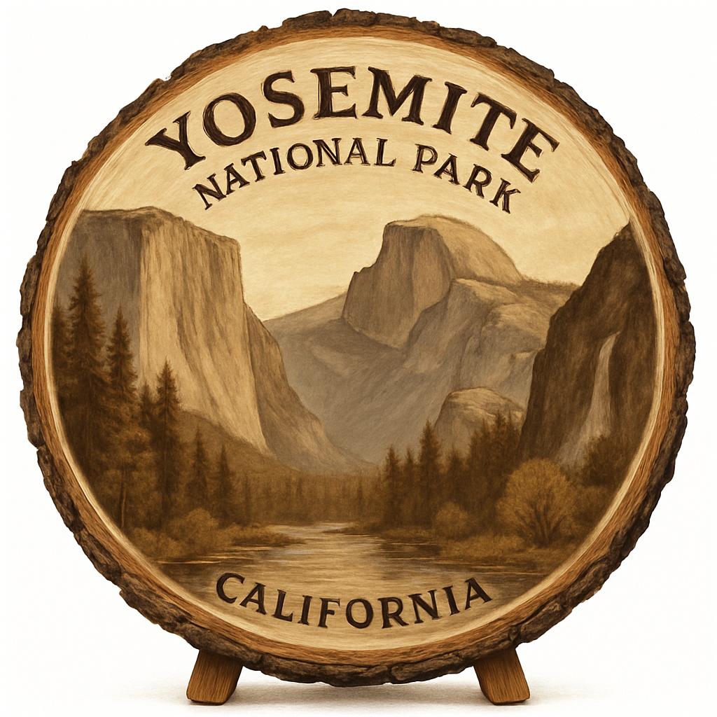 Yosemite National Park Souvenir Gift – Wood Slice Plaque for Wall or Table, United States Souvenir Gift for Tourists, Majestic Nature Scenic Gift