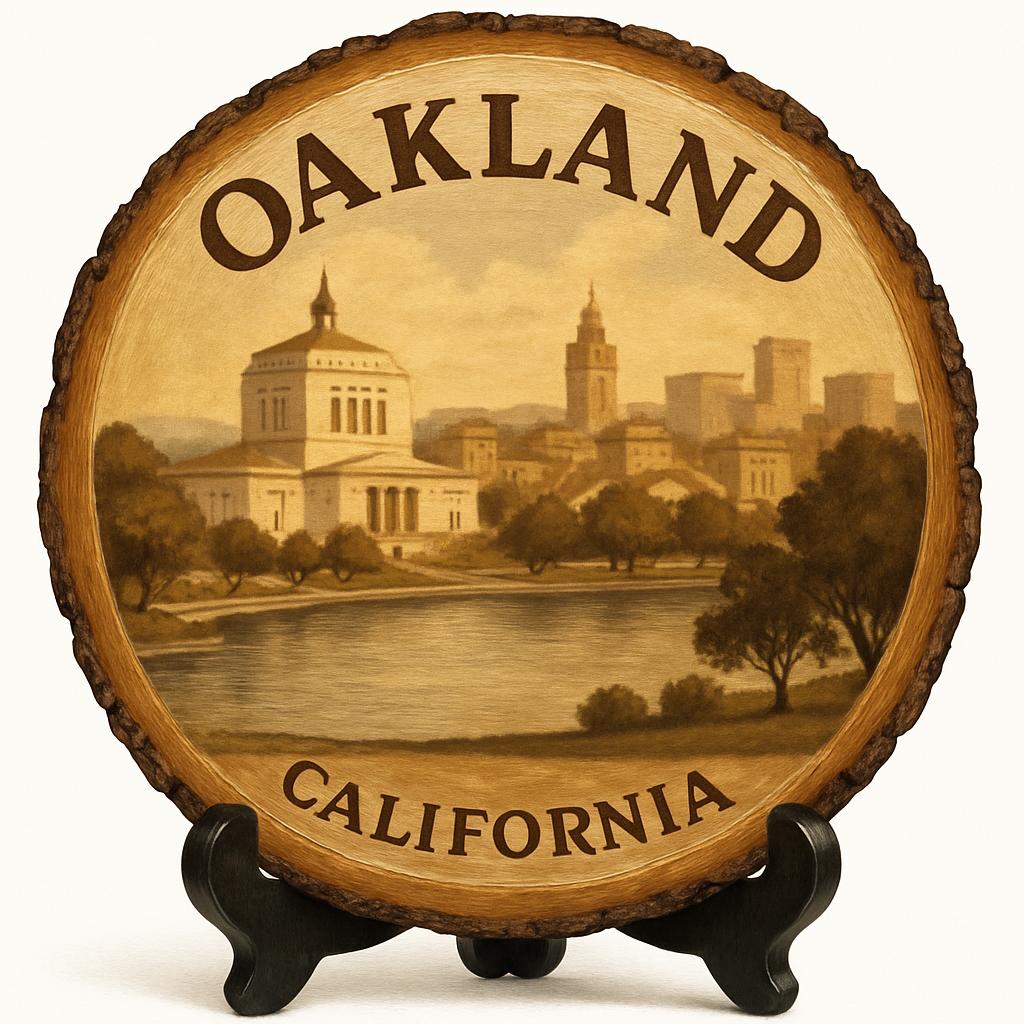 Oakland California Souvenir Gift – Wood Slice Plaque for Wall or Table, United States Souvenir Gift for Tourists, Urban Culture Decorative Gift