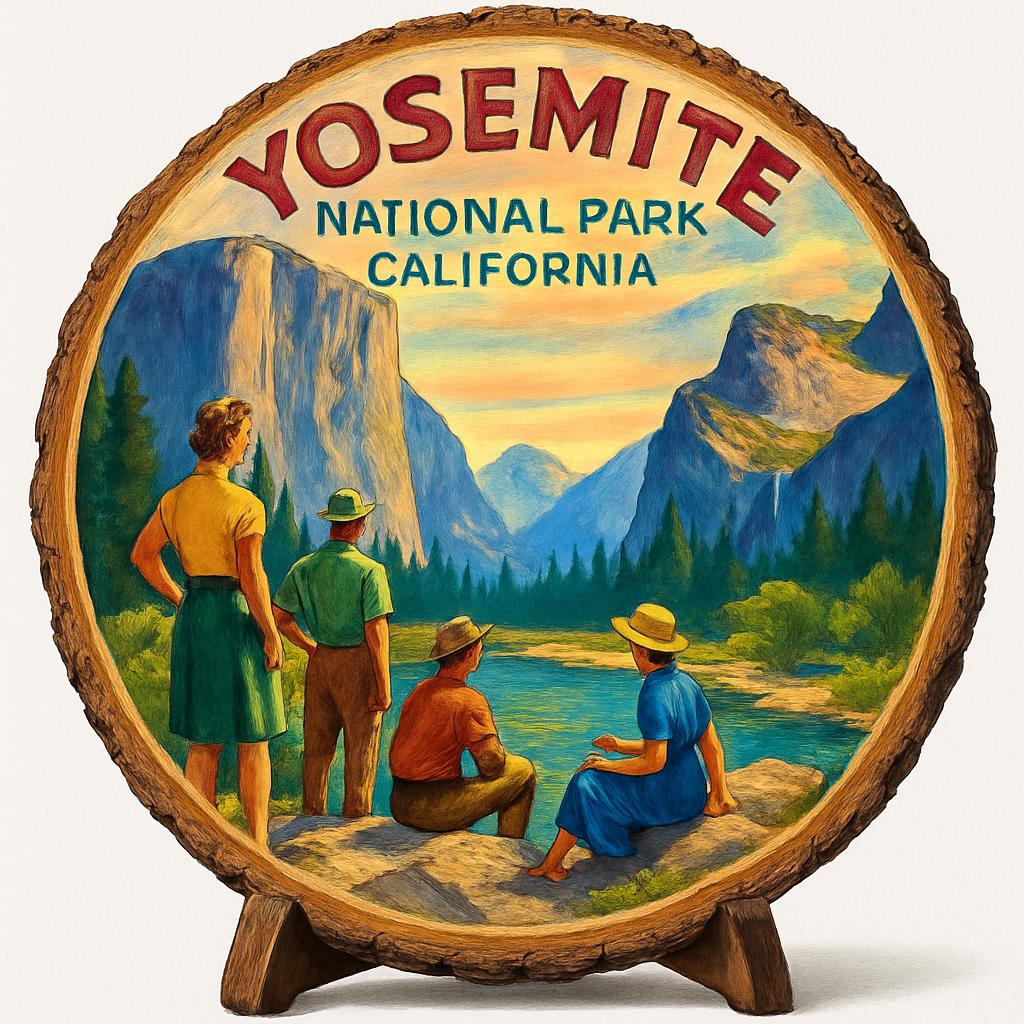 Yosemite National Park Souvenir Gift – Wood Slice Plaque for Wall or Table, United States Souvenir Gift for Tourists, Breathtaking Wilderness Decorative Gift