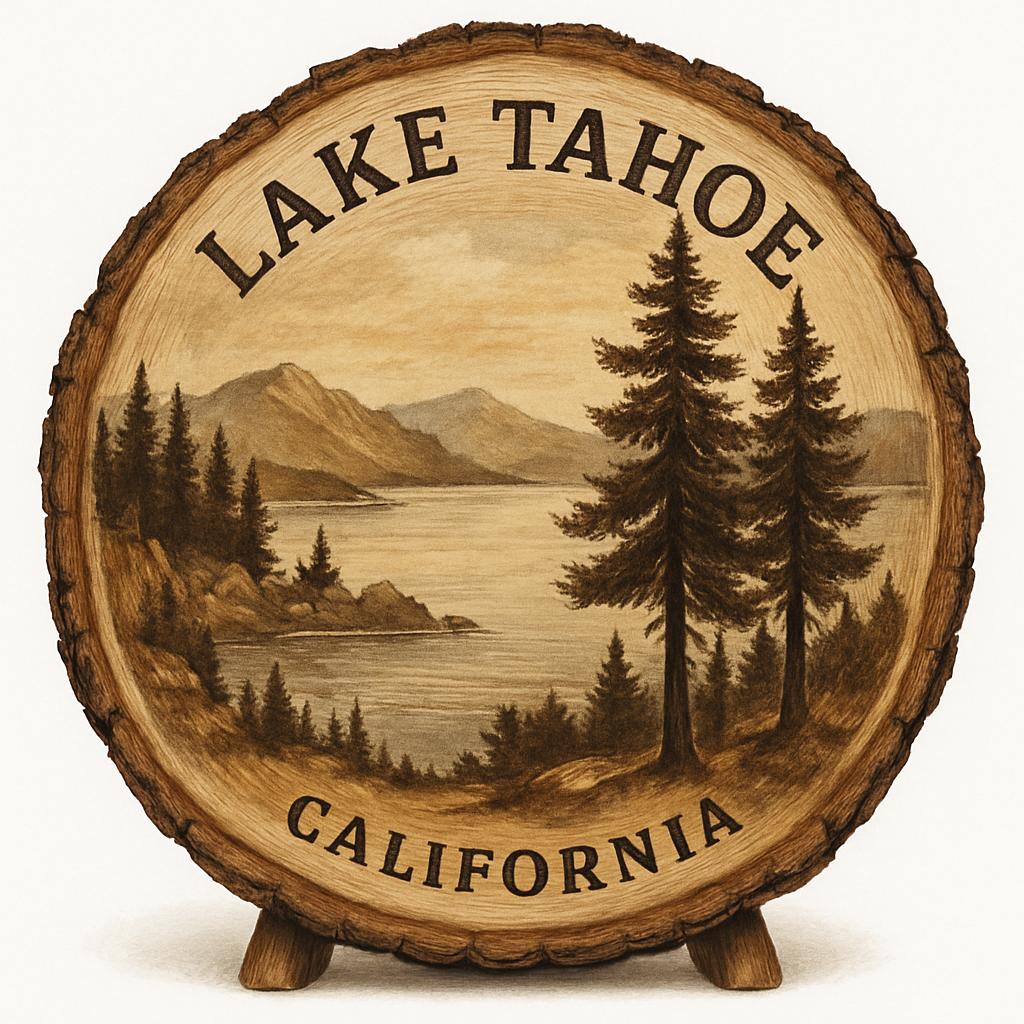 Lake Tahoe California Souvenir Gift – Wood Slice Plaque for Wall or Table, United States Souvenir Gift for Tourists, Scenic Lake Views Decorative Gift
