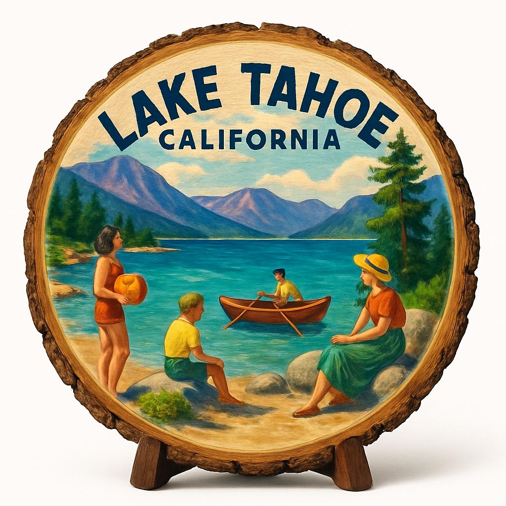 Lake Tahoe California Souvenir Gift – Wood Slice Plaque for Wall or Table, United States Souvenir Gift for Tourists, Outdoor Adventure Decorative Gift
