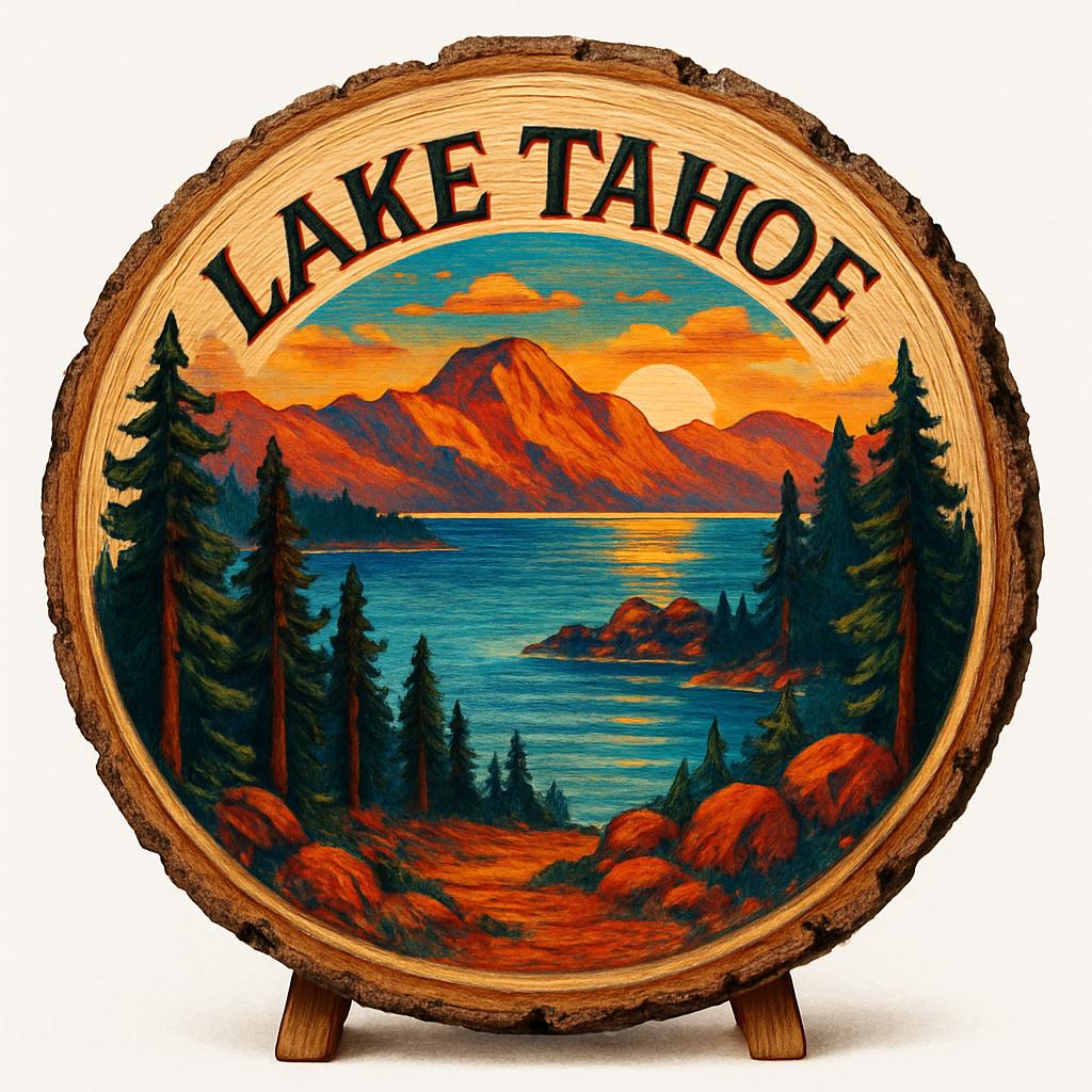 Lake Tahoe California Souvenir Gift – Wood Slice Plaque for Wall or Table, United States Souvenir Gift for Tourists, Tranquil Nature Escape Decorative Gift