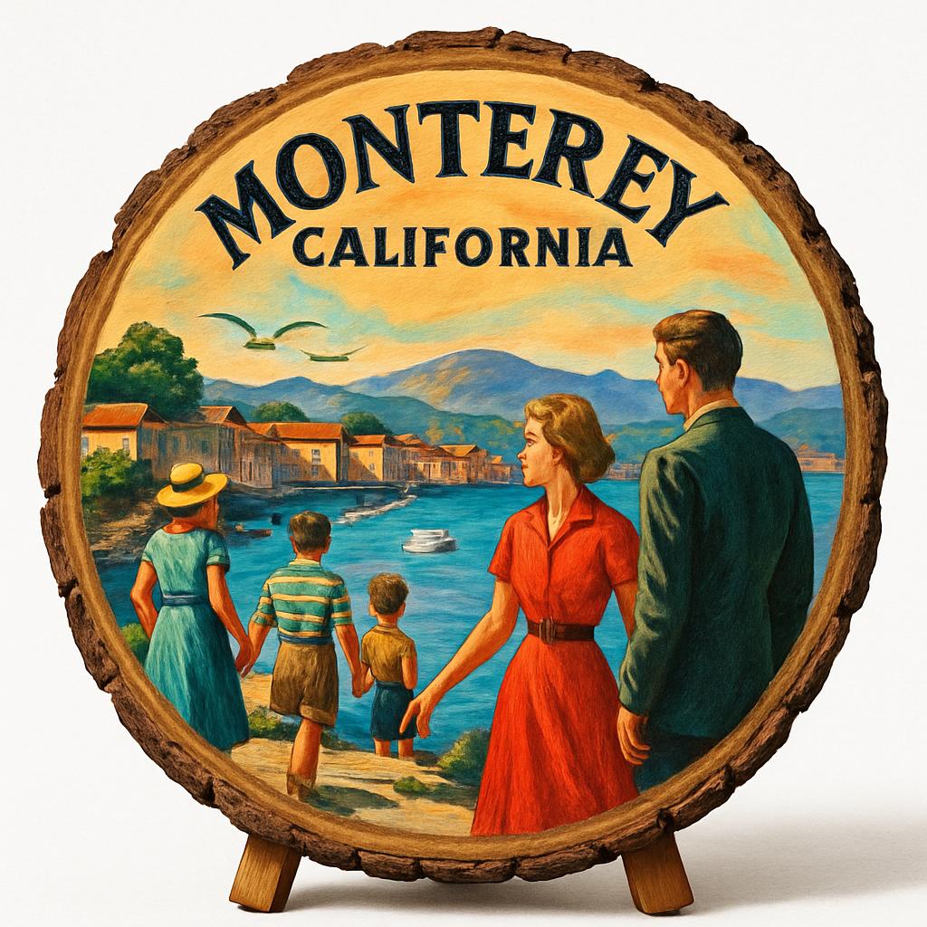 Monterey California Souvenir Gift – Wood Slice Plaque for Wall or Table, United States Souvenir Gift for Tourists, Marine Life Adventure Decorative Gift