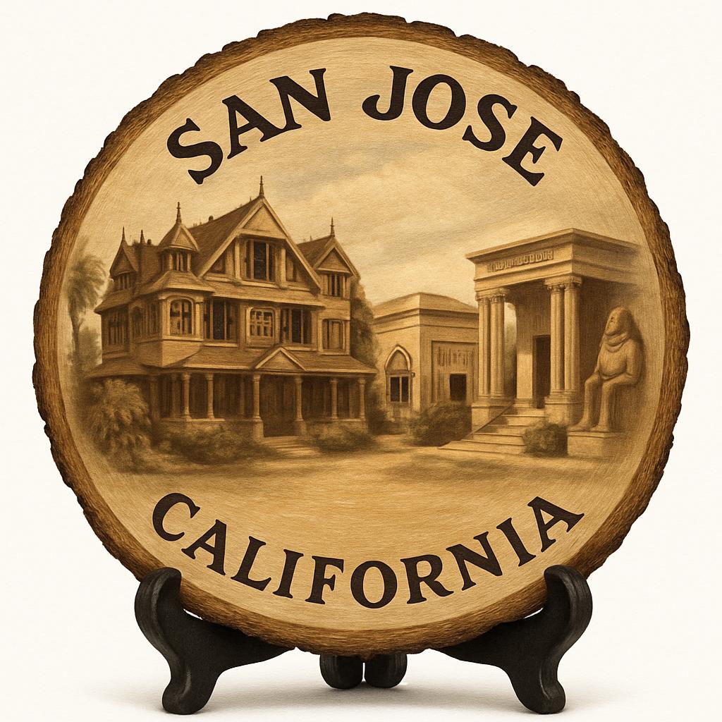 San Jose California Souvenir Gift – Wood Slice Plaque for Wall or Table, United States Souvenir Gift for Tourists, Tech Innovation Decorative Gift