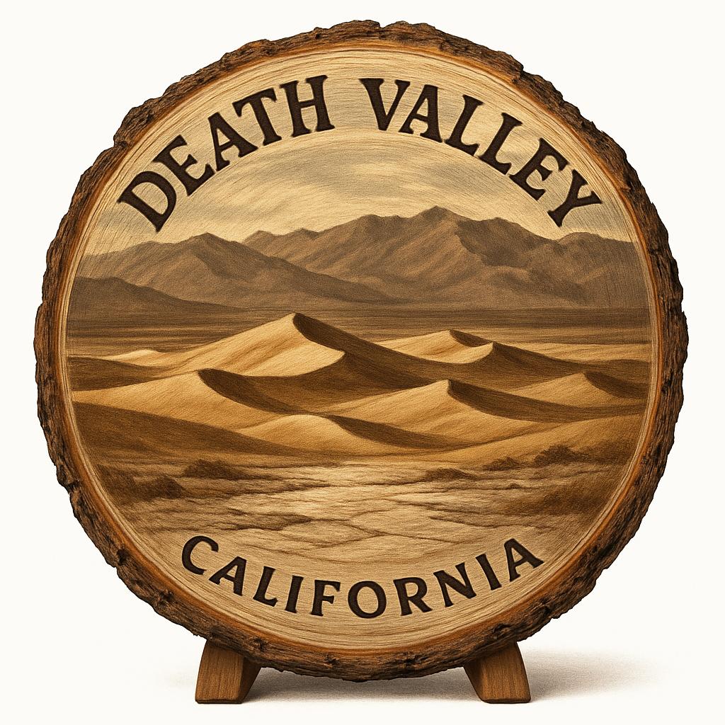 Death Valley California Souvenir Gift – Wood Slice Plaque for Wall or Table, United States Souvenir Gift for Tourists, Desert Landscape Decorative Gift