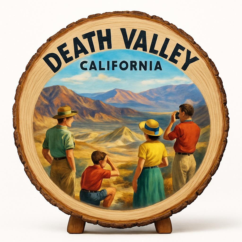 Death Valley California Souvenir Gift – Wood Slice Plaque for Wall or Table, United States Souvenir Gift for Tourists, Stunning Sand Dunes Decorative Gift