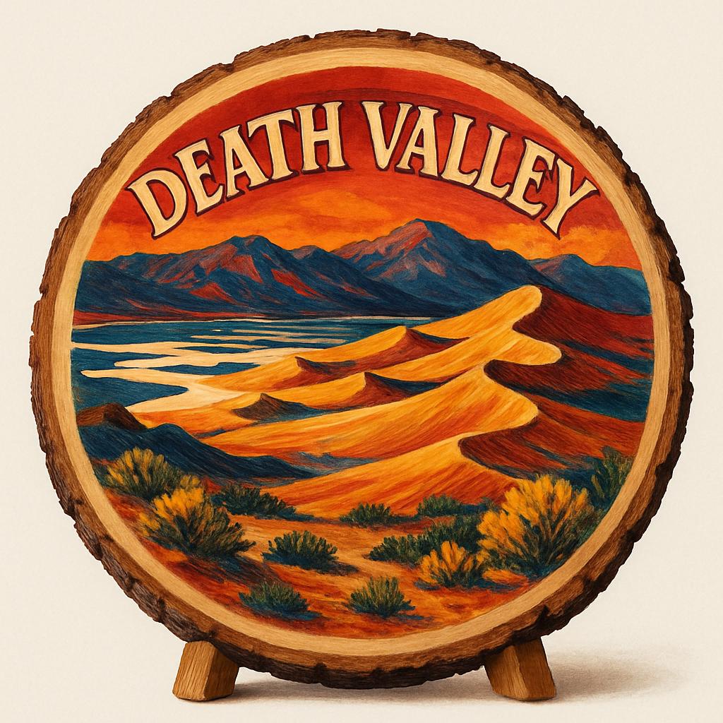 Death Valley California Souvenir Gift – Wood Slice Plaque for Wall or Table, United States Souvenir Gift for Tourists, Breathtaking Desert Views Decorative Gift