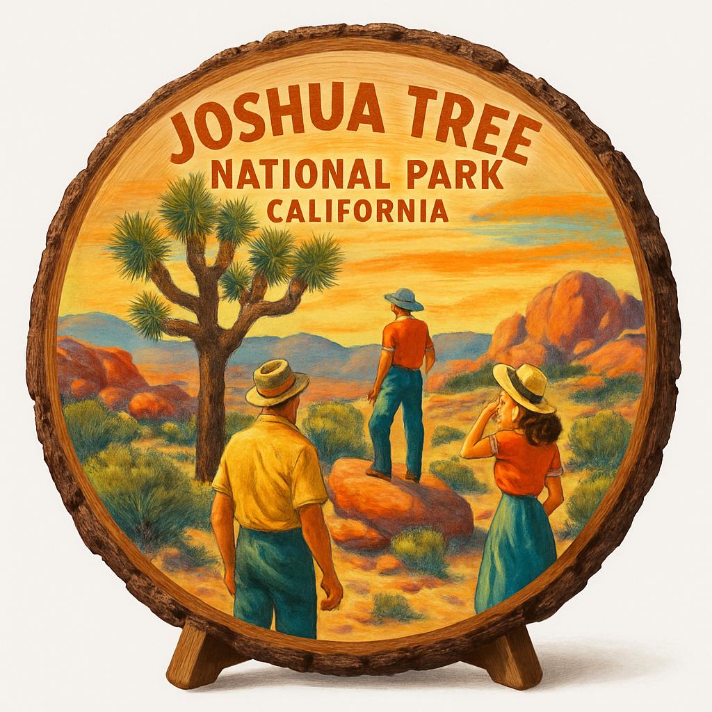 Joshua Tree National Park California Souvenir Gift – Wood Slice Plaque for Wall or Table, United States Souvenir Gift for Tourists, Desert Sunset Scenic Gift