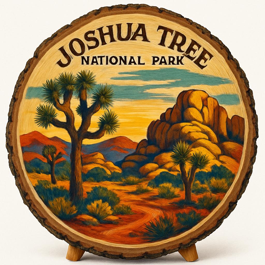 Joshua Tree National Park California Souvenir Gift – Wood Slice Plaque for Wall or Table, United States Souvenir Gift for Tourists, Desert Hiking Experience Decorative Gift