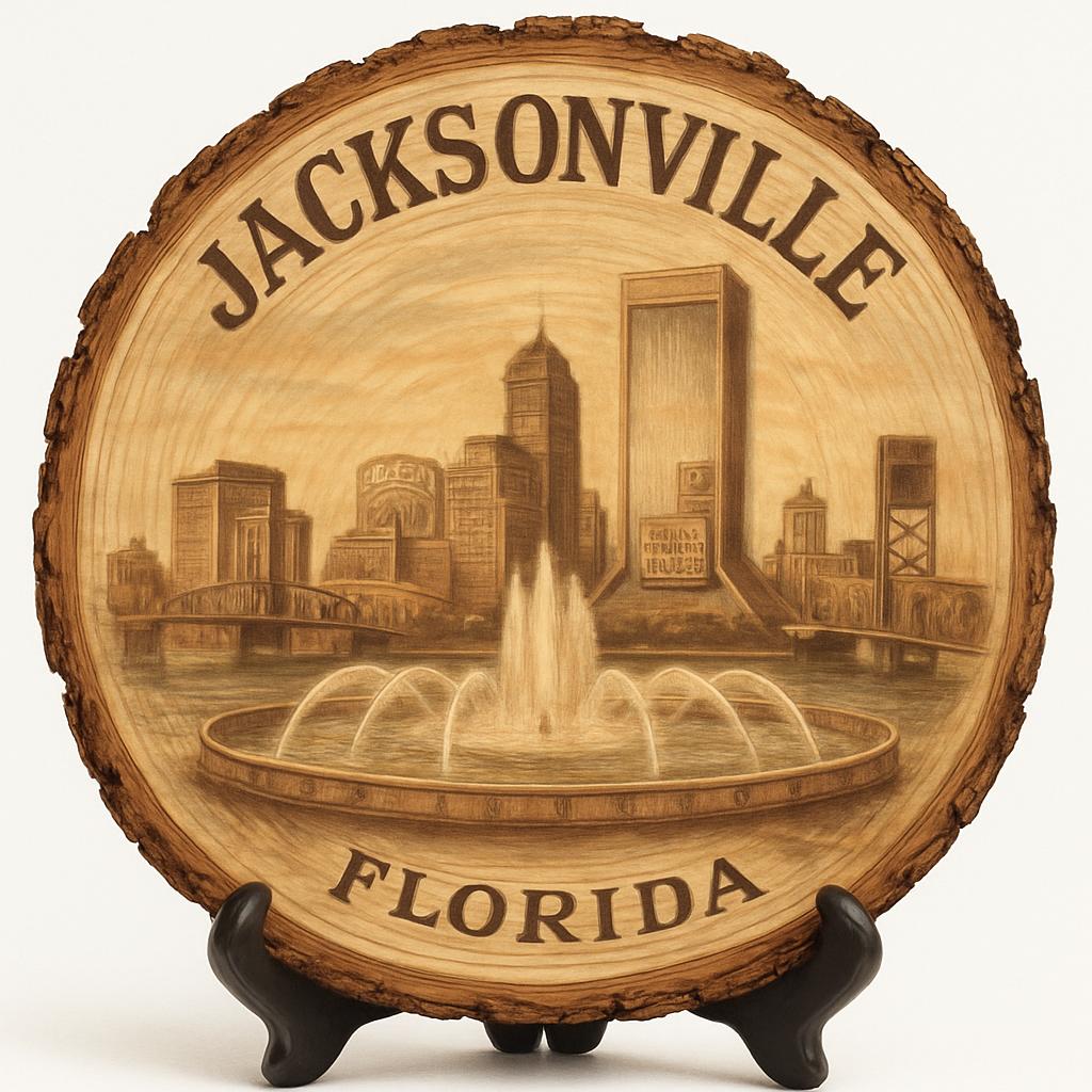 Jacksonville Florida Souvenir Gift – Wood Slice Plaque for Wall or Table, United States Souvenir Gift for Tourists, River City Charm Decorative Gift Jacksonville Florida Souvenir Gift – Wood Slice Plaque for Wall or Table, United States Souvenir Gift for Tourists, River City Charm Decorative Gift