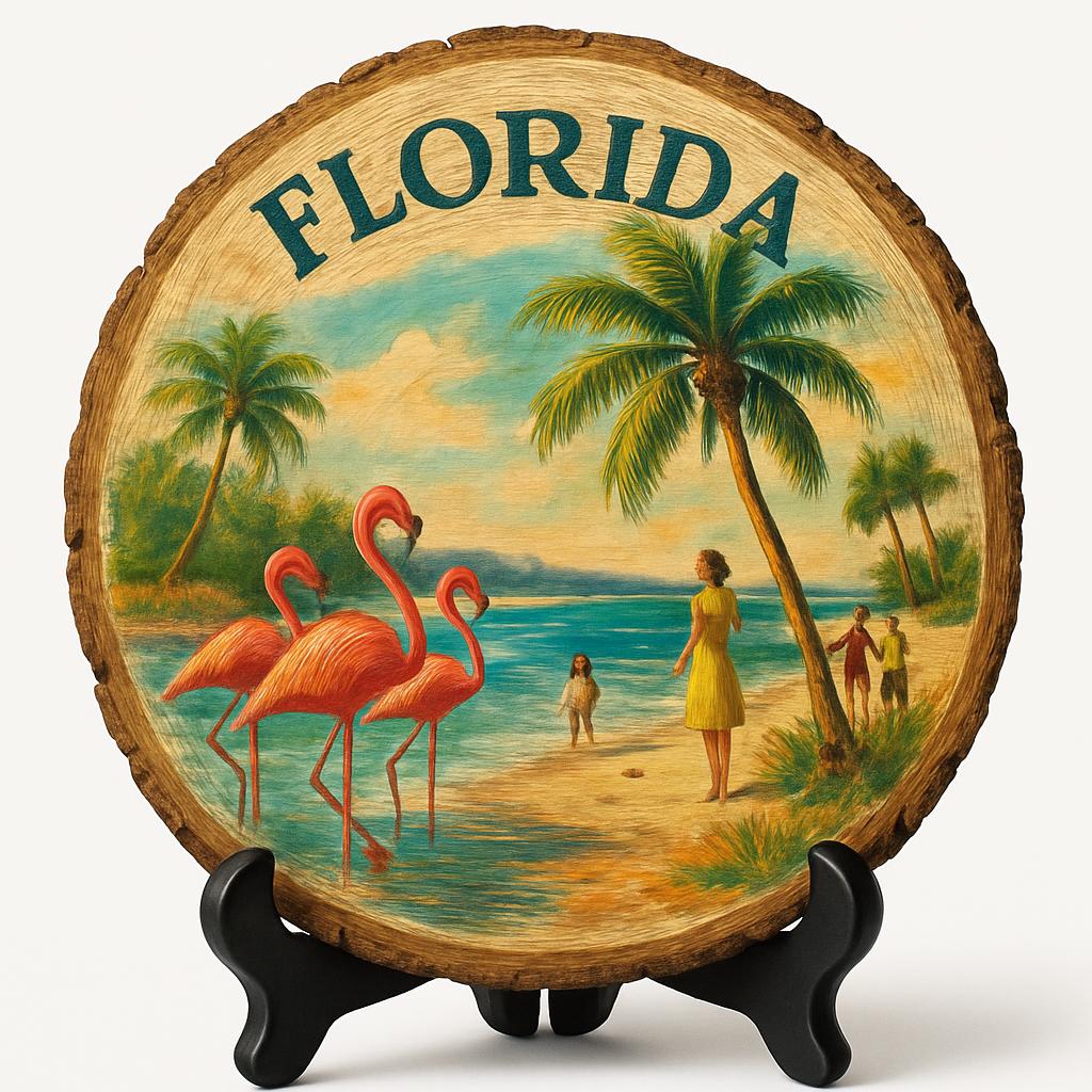 Florida Souvenir Gift – Wood Slice Plaque for Wall or Table, United States Souvenir Gift for Tourists, Sunshine State Decorative Gift Florida Souvenir Gift – Wood Slice Plaque for Wall or Table, United States Souvenir Gift for Tourists, Sunshine State Decorative Gift